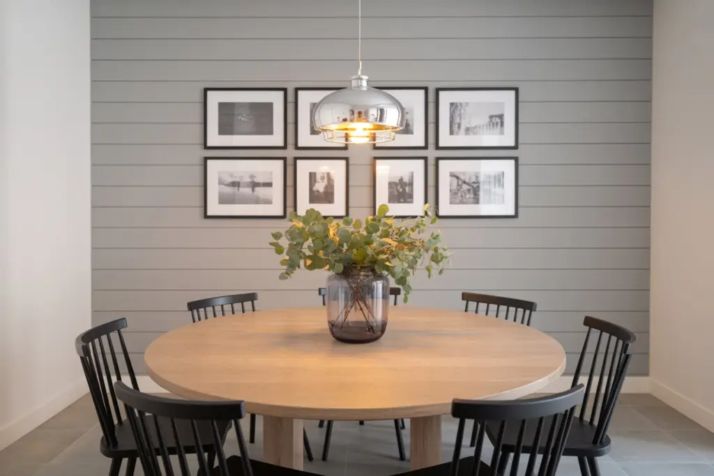 Modern Farmhouse Style Dining Room Makeover with Shiplap Accent Wall 
