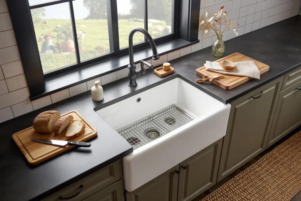 White Top-mount/wall-mount Kitchen Sink