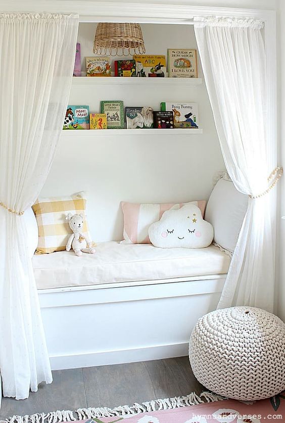 How to Create the Perfect Reading Nook 17 Closet Reading Nook for a Little Girl