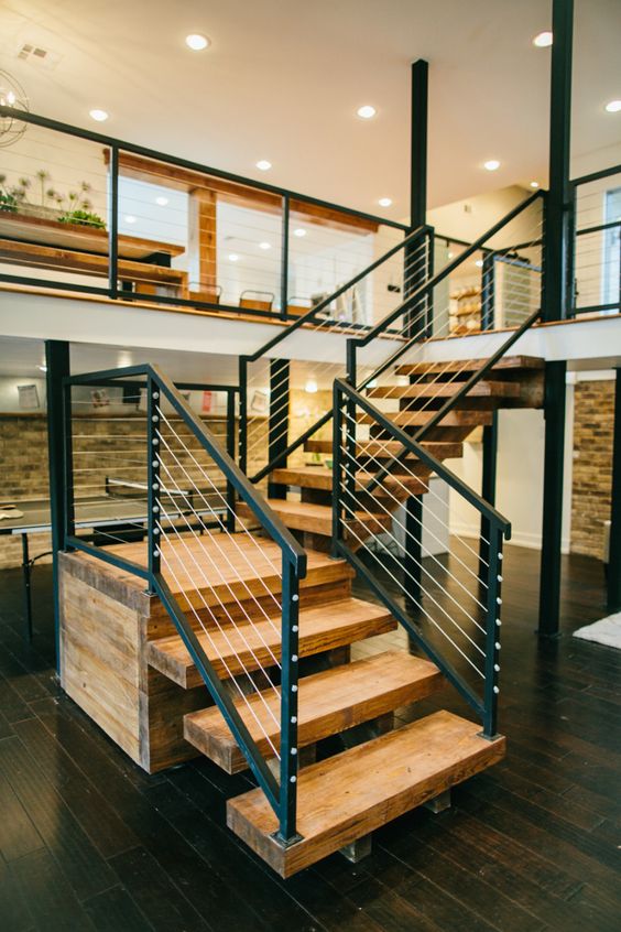 Industrial style staircase banisters