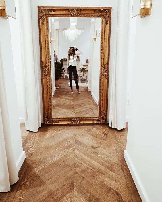 Huge mirror in hallway