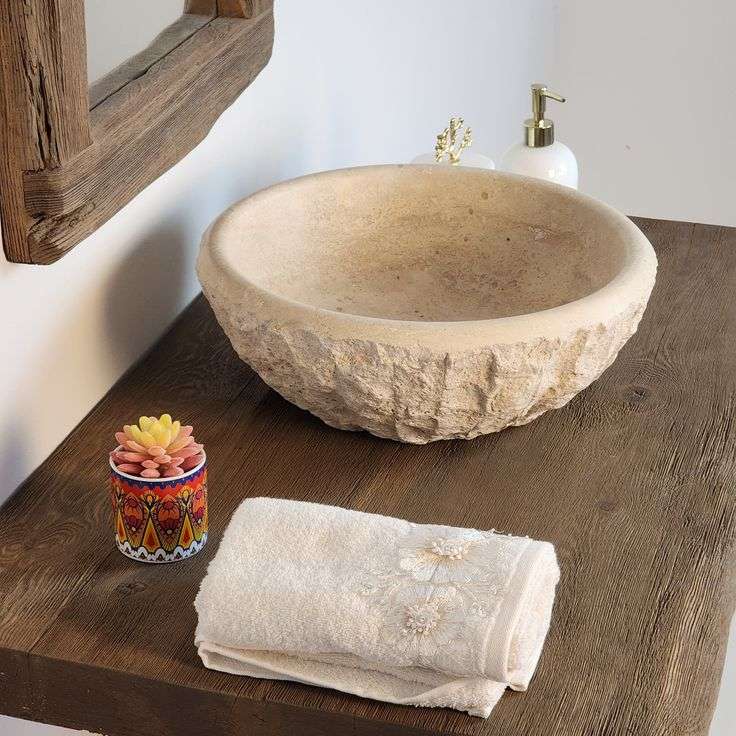 Reclaimed wood bathroom countertop