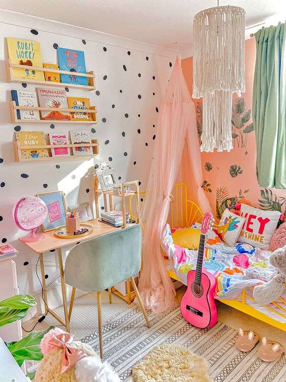 Bright colors in the teenager's room