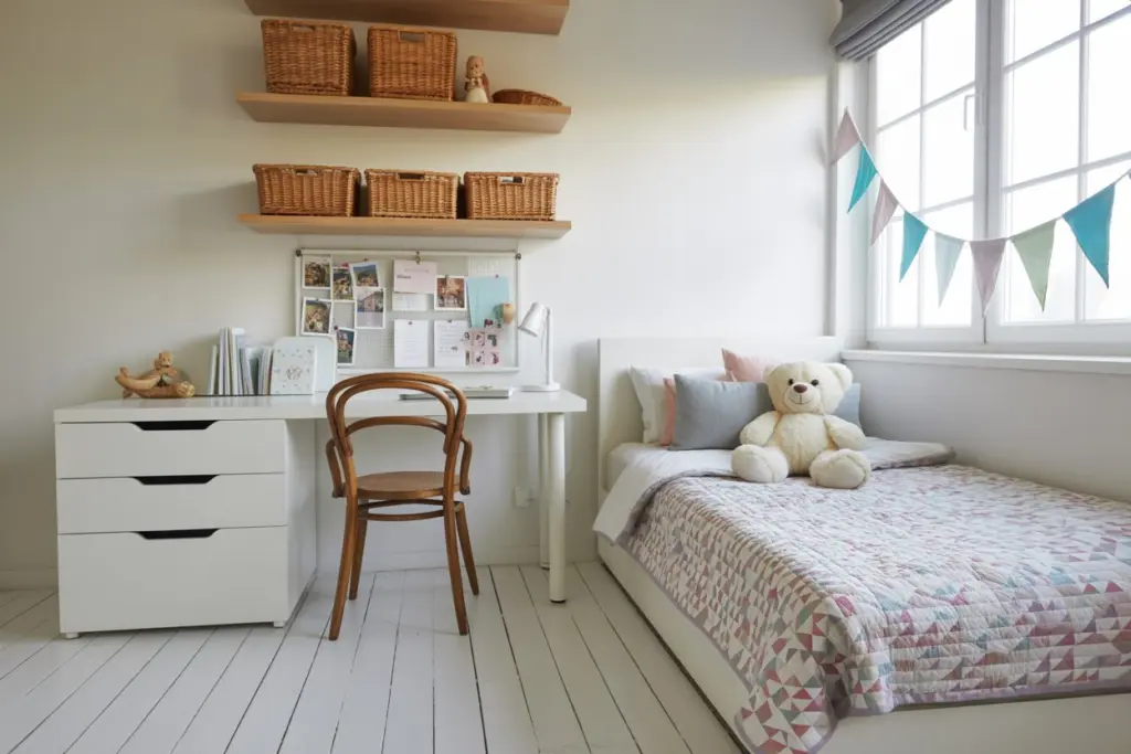 The desk corner of the kid's room