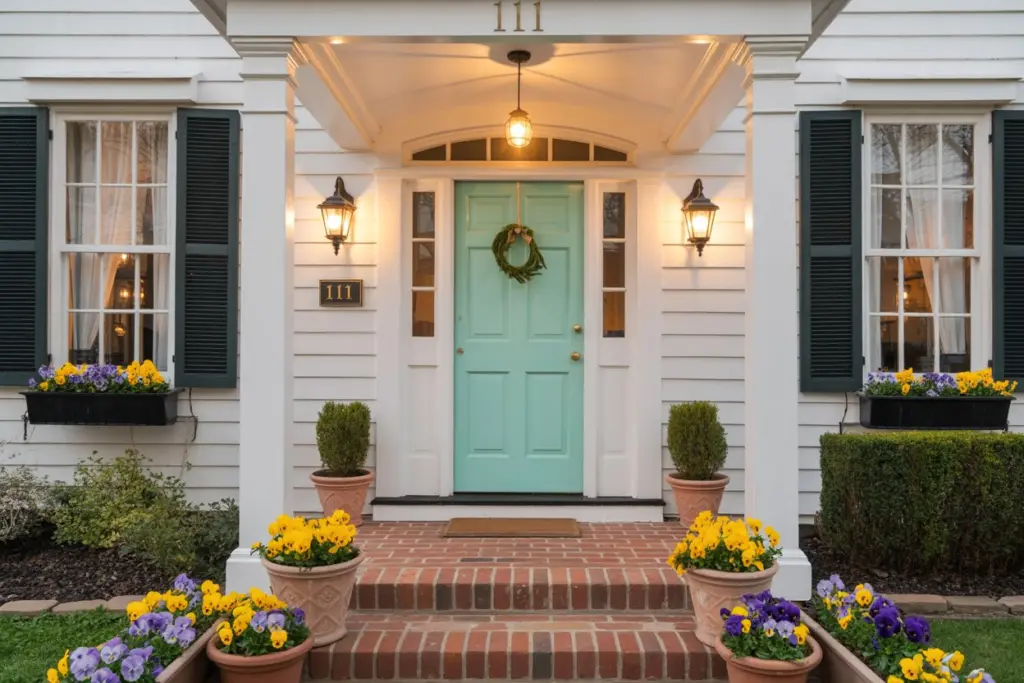 green front door