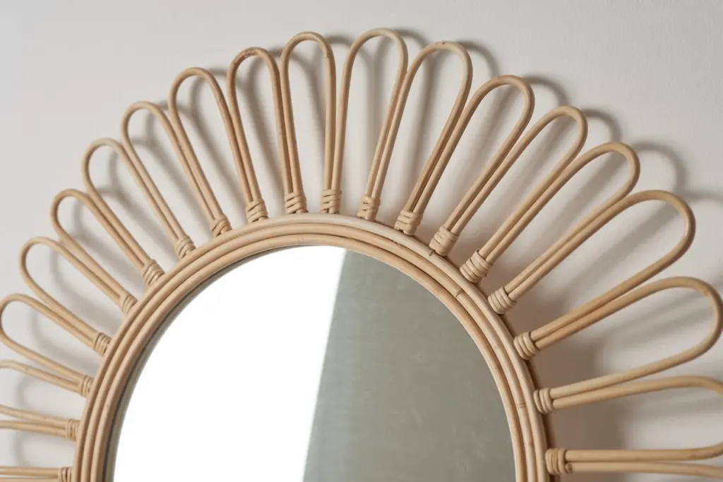 rattan sun bathroom mirror