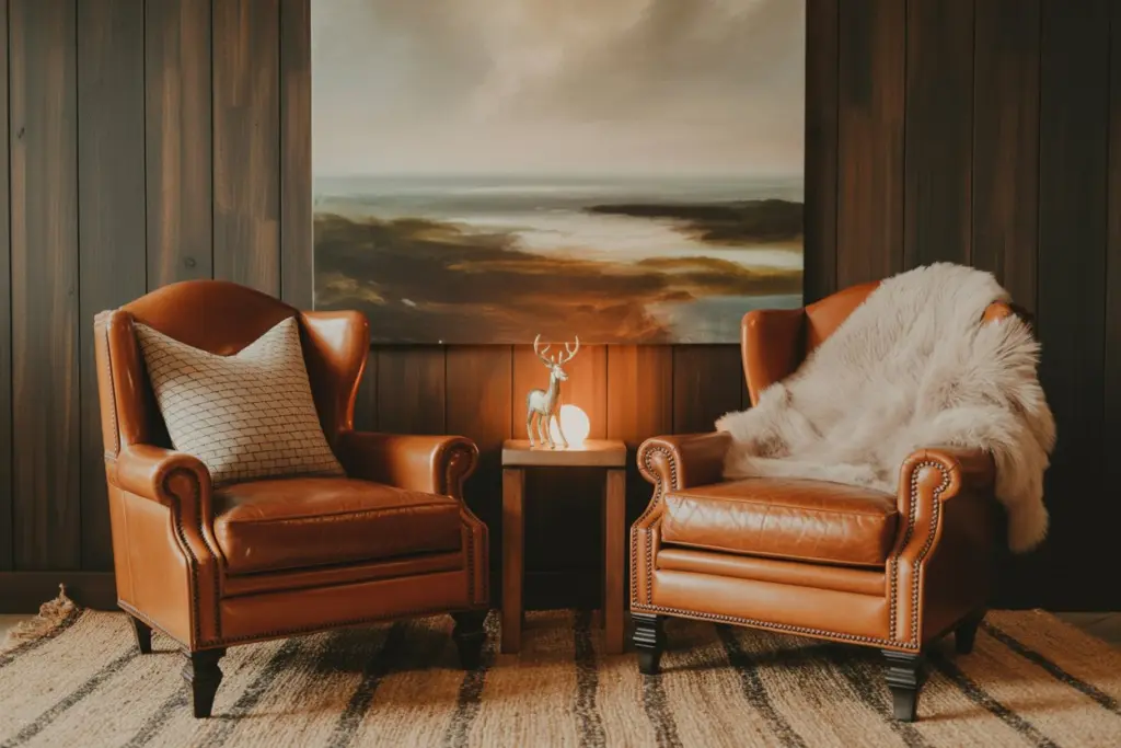 Leather accents for modern rustic style 