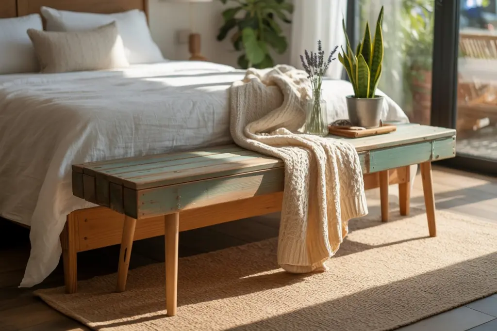Bedroom Decoration: 9 tips to follow for an amazing one 21 Add a bench at the foot of the bed