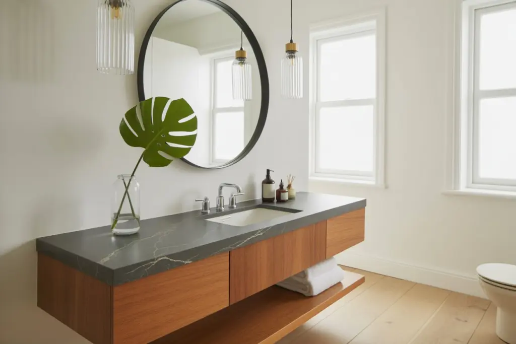 Concrete bathroom vanity countertop