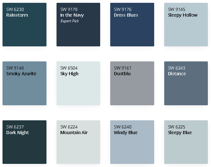William sherwin paint blue shades
