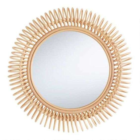 rattan sun bathroom mirror