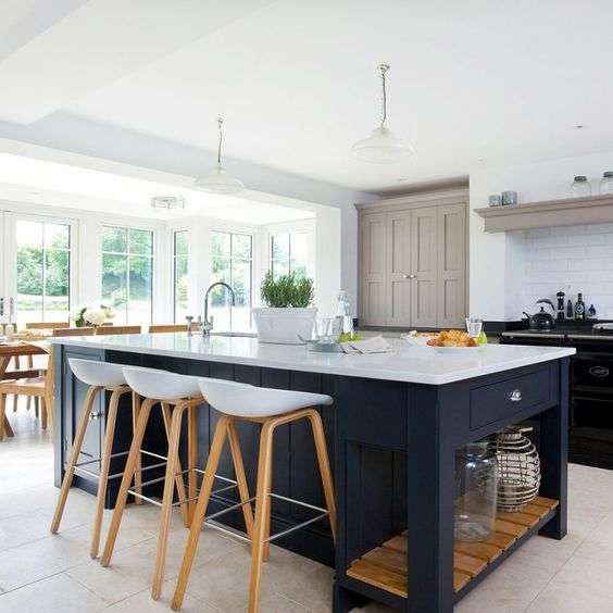 What distance you should keep between the countertop and the central island?