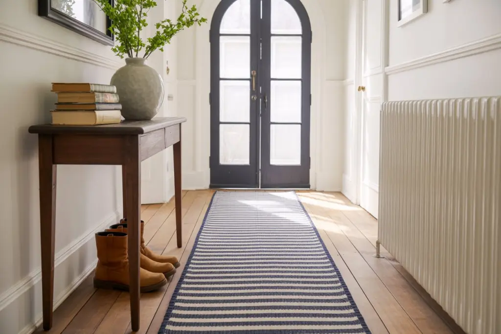 10 professional tips for hallway design and decoration 7 Linking long carpet
