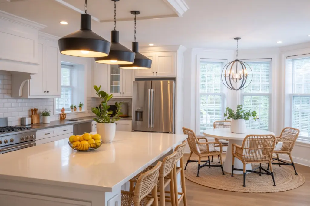  Hamptons open-concept kitchen and dining area 