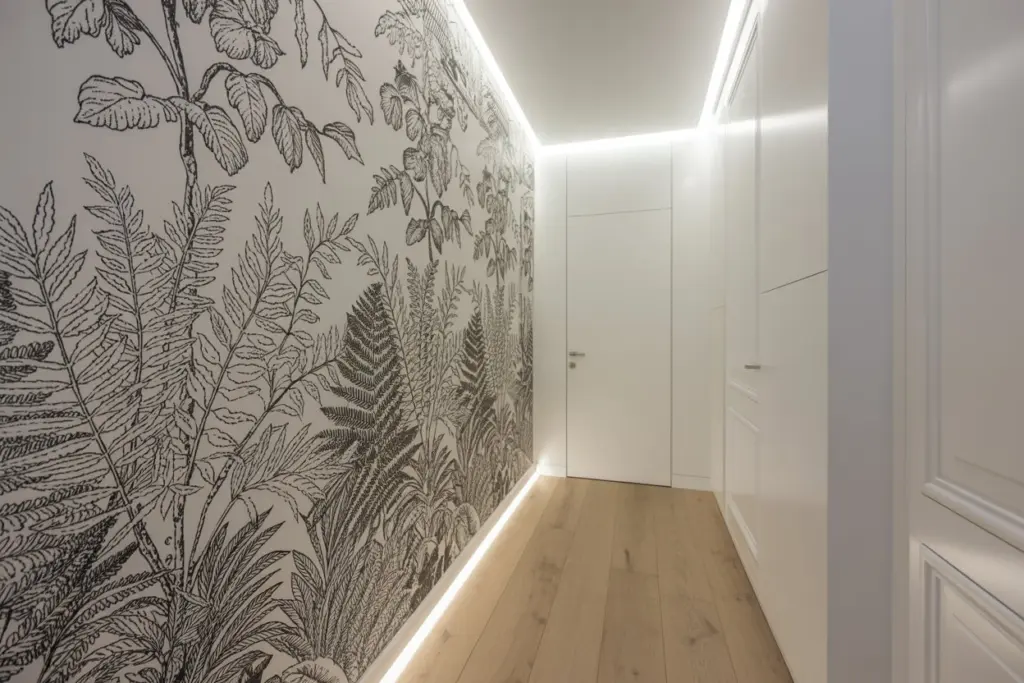 10 professional tips for hallway design and decoration 12 Themed wallpaper in hallway