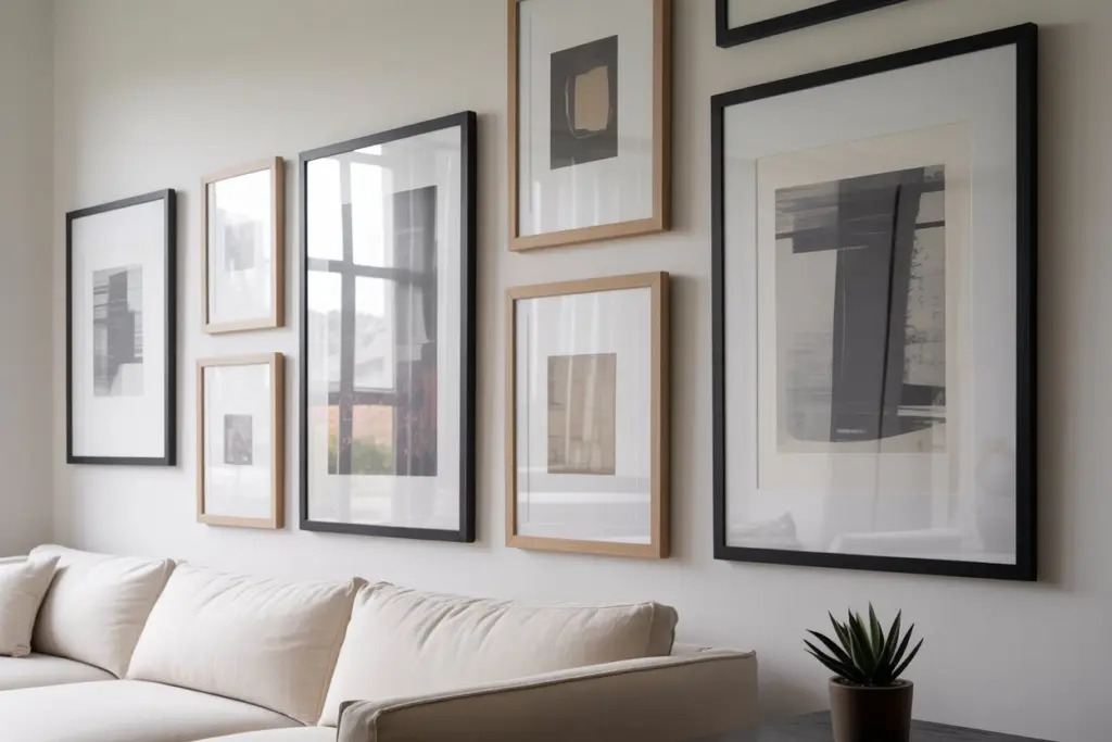 Minimalist House design: 7 amazing step action plan 19 Decorate your walls with frames for a minimalist house design