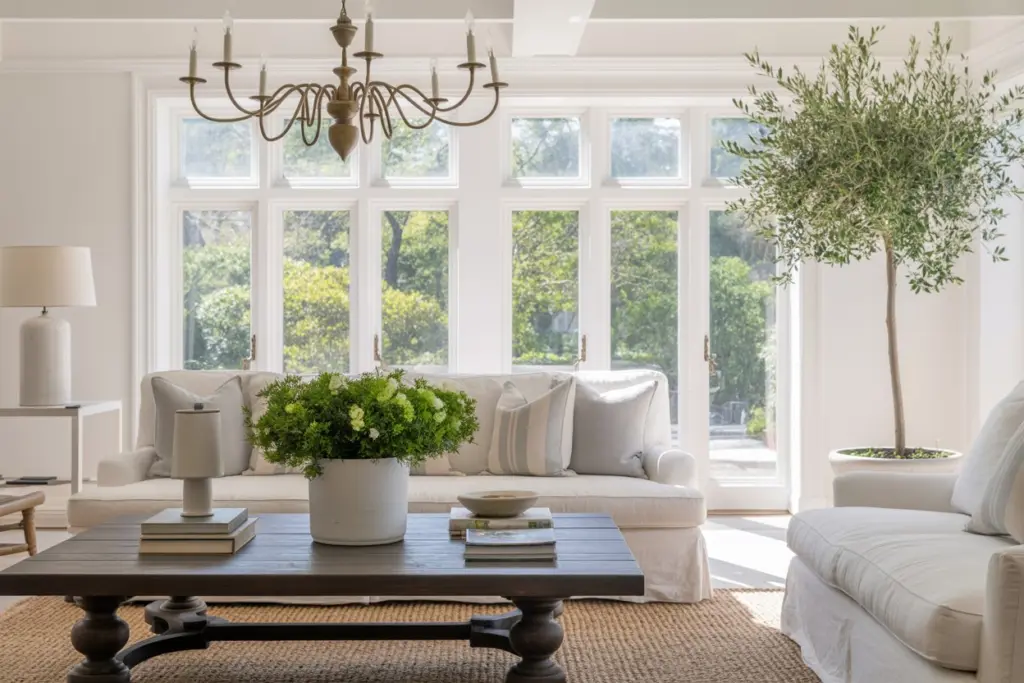 Baroque lighting and woven materials for a chic and natural effect hamptons interiors