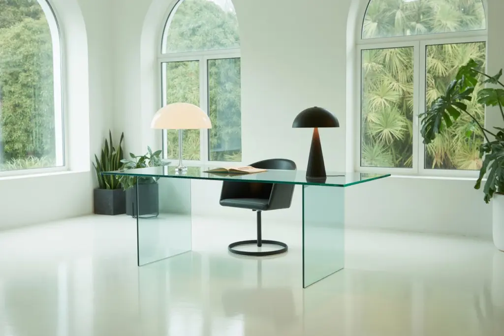 Minimalist House design: 7 amazing step action plan 17 Minimalist home office with glass desk