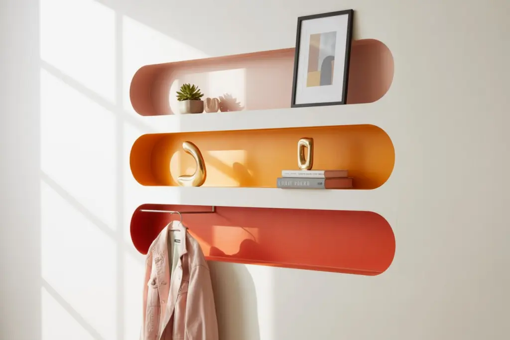 Use shelfs like an entryway furniture
