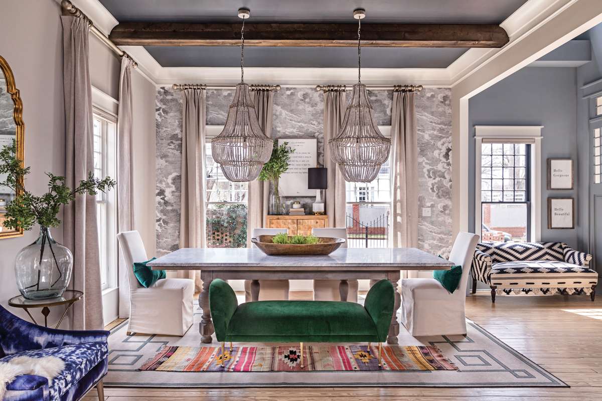 Grey beams ceiling 