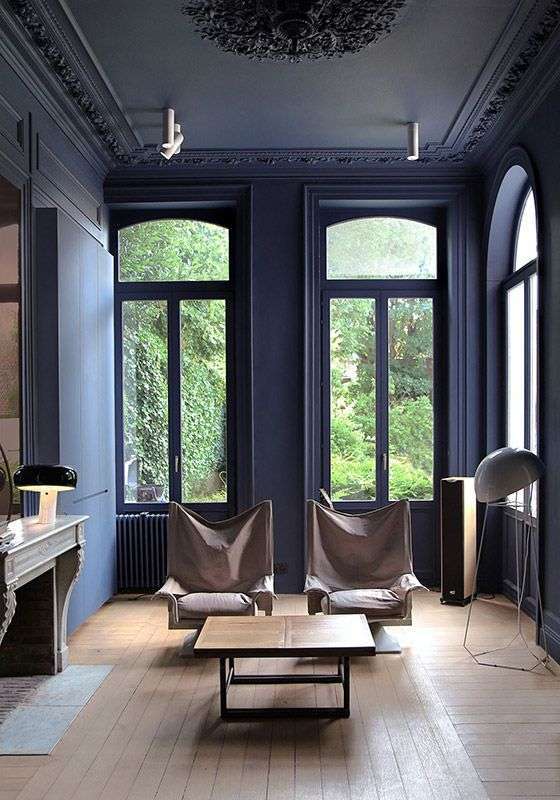 Midnight blue living room ceiling color