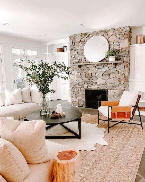 Highlight the fireplace 