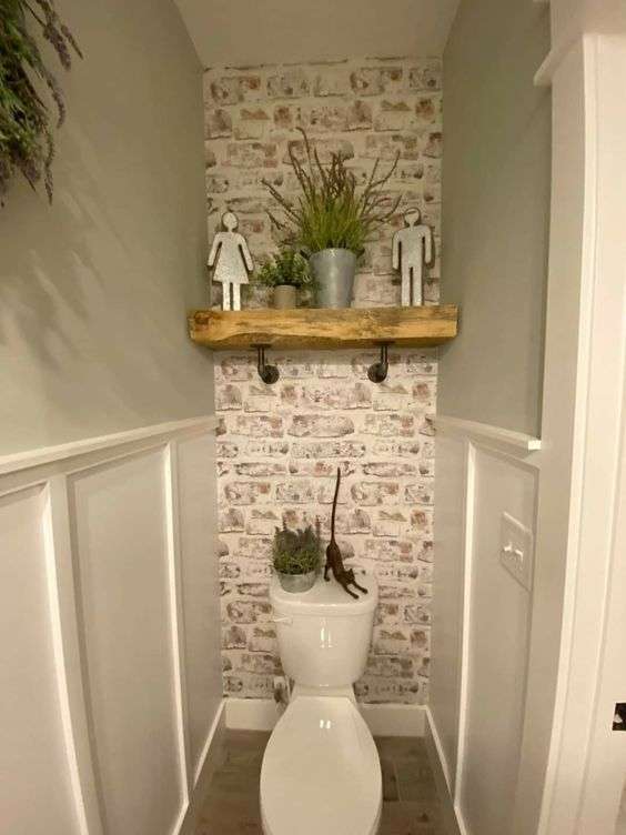 Gypsum brick wall in toilet design