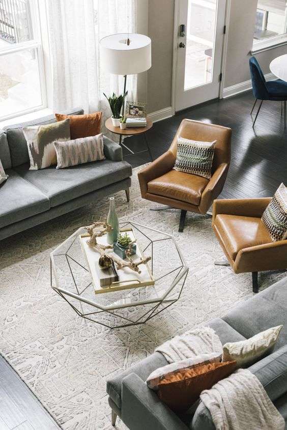 Two sofas are placed face to face