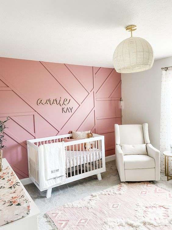 Soft pastel-colored girl nursery room