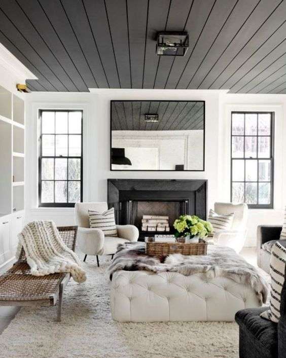 Dark grey living room ceiling color