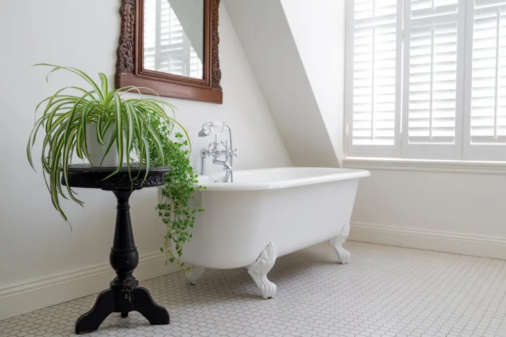  Spider Plant (Chlorophytum comosum) in bathroom