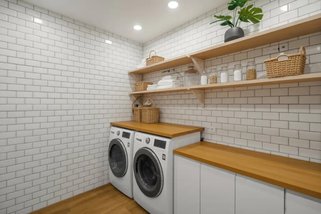 Laundry Room Decoration: How to Combining Functionality and Style 10 White metro tiles in laundry room