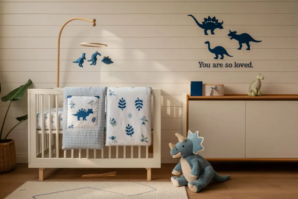 The ultimate guide to decorating a baby boy nursery 7 Dinosaur themed bedding