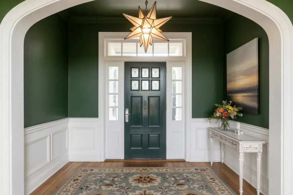 How to select the right ceiling color for your home 4 Deep green entrance ceiling color