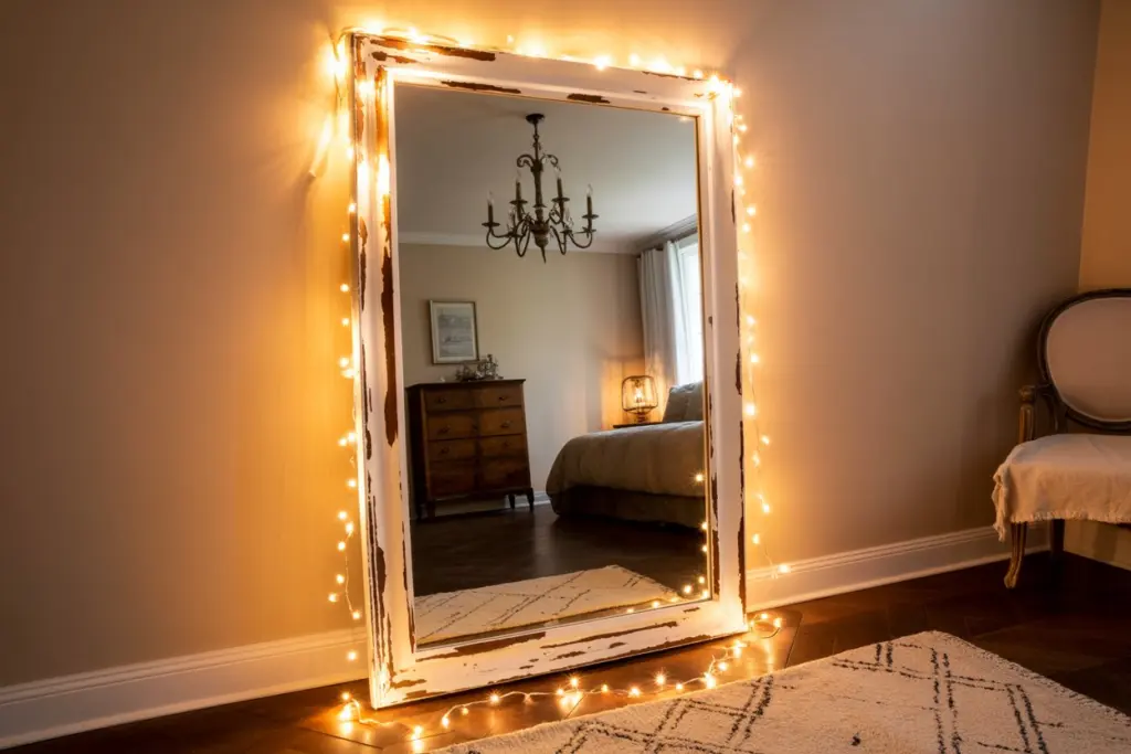 Vintage touches in farmhouse style bedroom