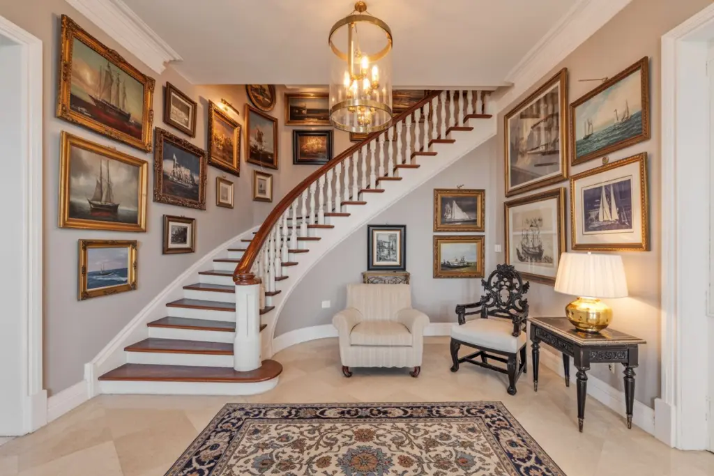 How to Infuse Your Decor with Maximalist Furniture 7 Staircase Wainscoting Inspiration with works of art