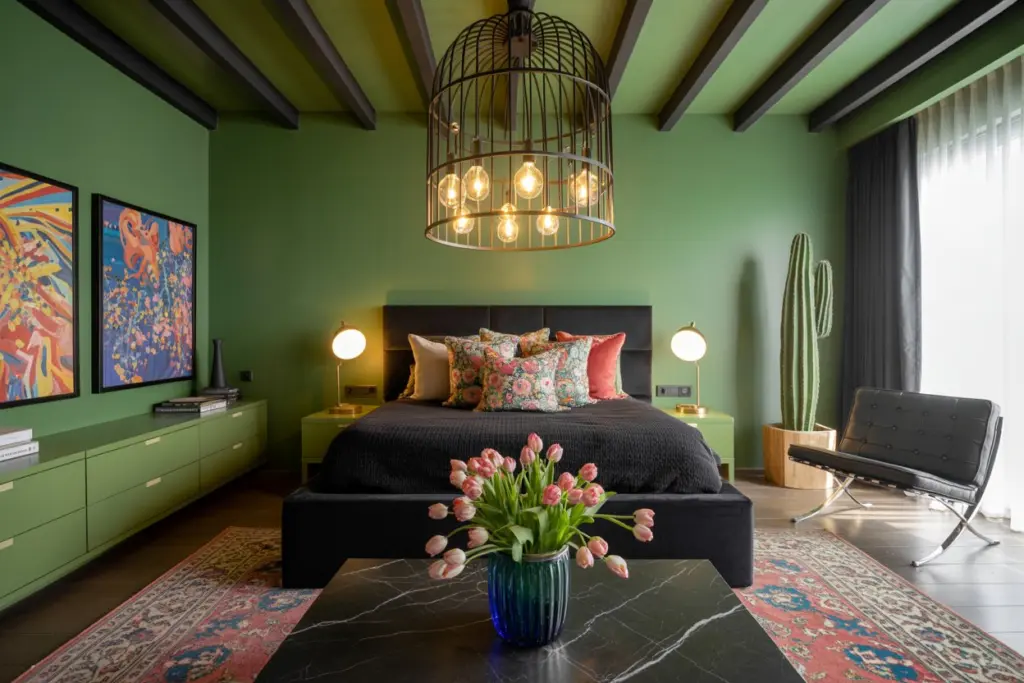 How to select the right ceiling color for your home 7 Deep green bedroom