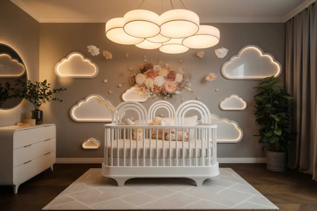 Soft pastel-colored girl nursery room