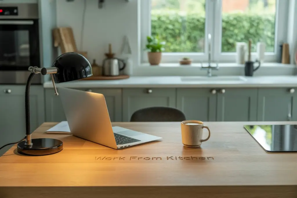Home Office: how to design a workspace in every room 27 Wood kitchen table