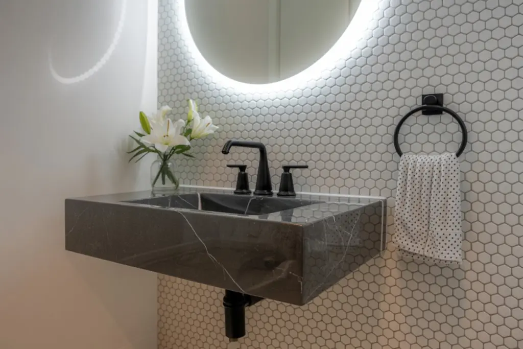 Find how to create an elegant powder room 12 Bathroom wall hung sink
