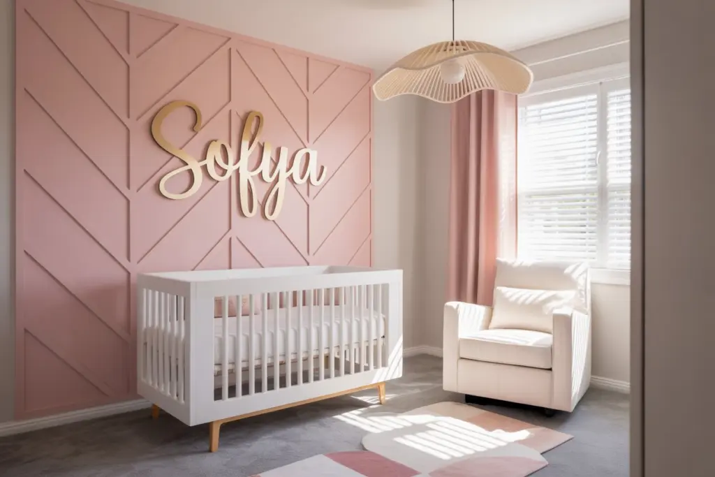 Soft pastel-colored girl nursery room