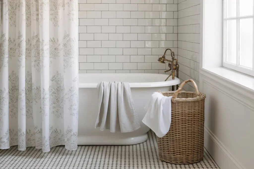 Bathroom accessories: how to choose bath mat and shower curtain 16 Shower curtain sizes=