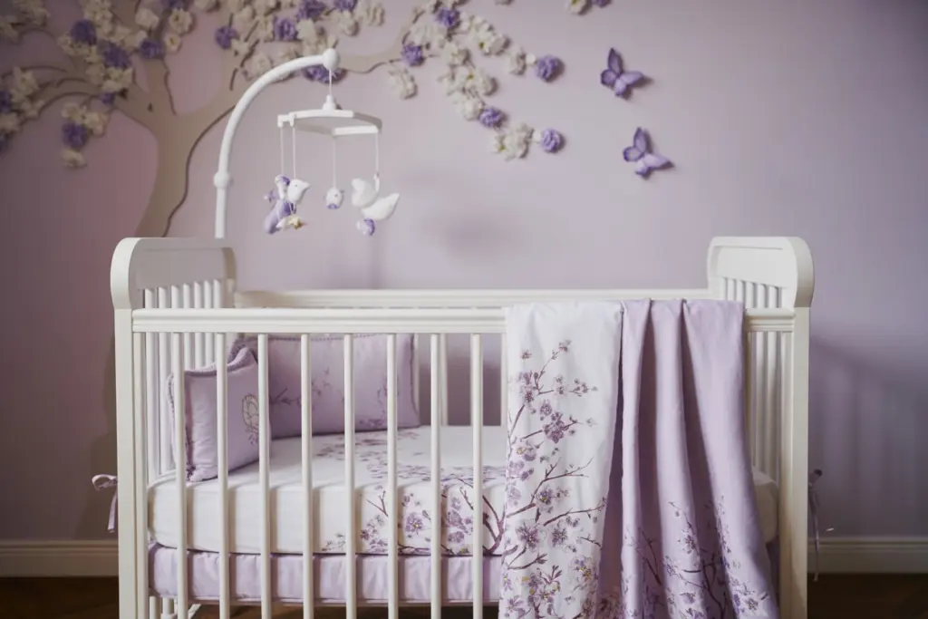 Soft pastel-colored girl nursery room