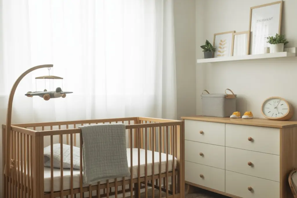 The ultimate guide to decorating a baby boy nursery 23 Mobile hanging over the cradle