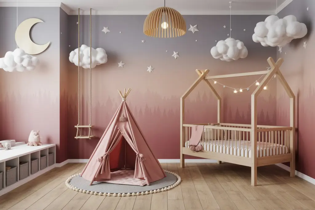 Wall paint for girl nursery room