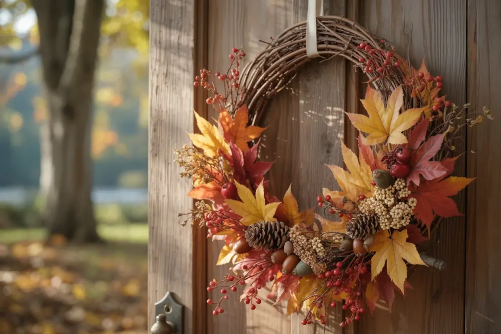 A pretty autumn wreath for your fall decoration