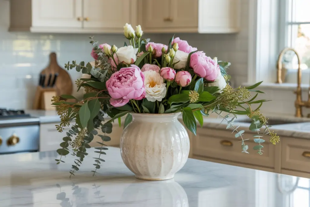 Kitchen Countertop Decoration: How to Elevate Your Kitchen carefully and creatively 5 A gorgeous vase filled with fresh flowers