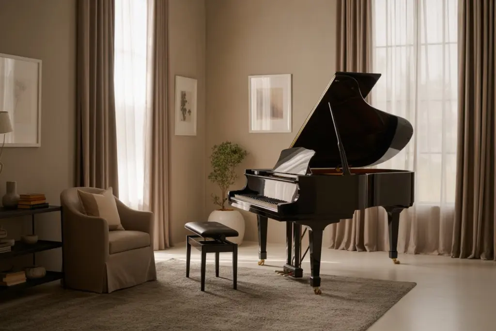 Piano Room: how to Create a fabulous ambience in your home 4 Neutral colors in piano room