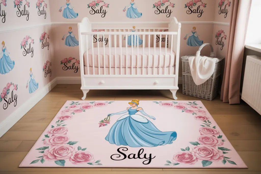 Princess-themed decor for the girl nursery room