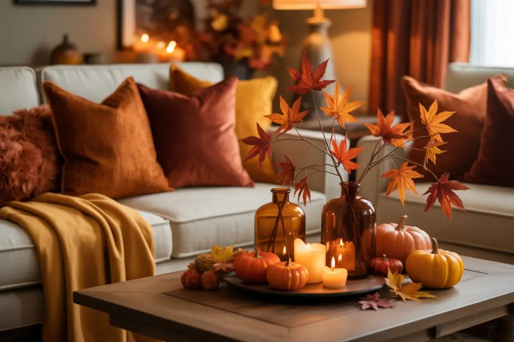 deep oranges toss cushions for fall decoration